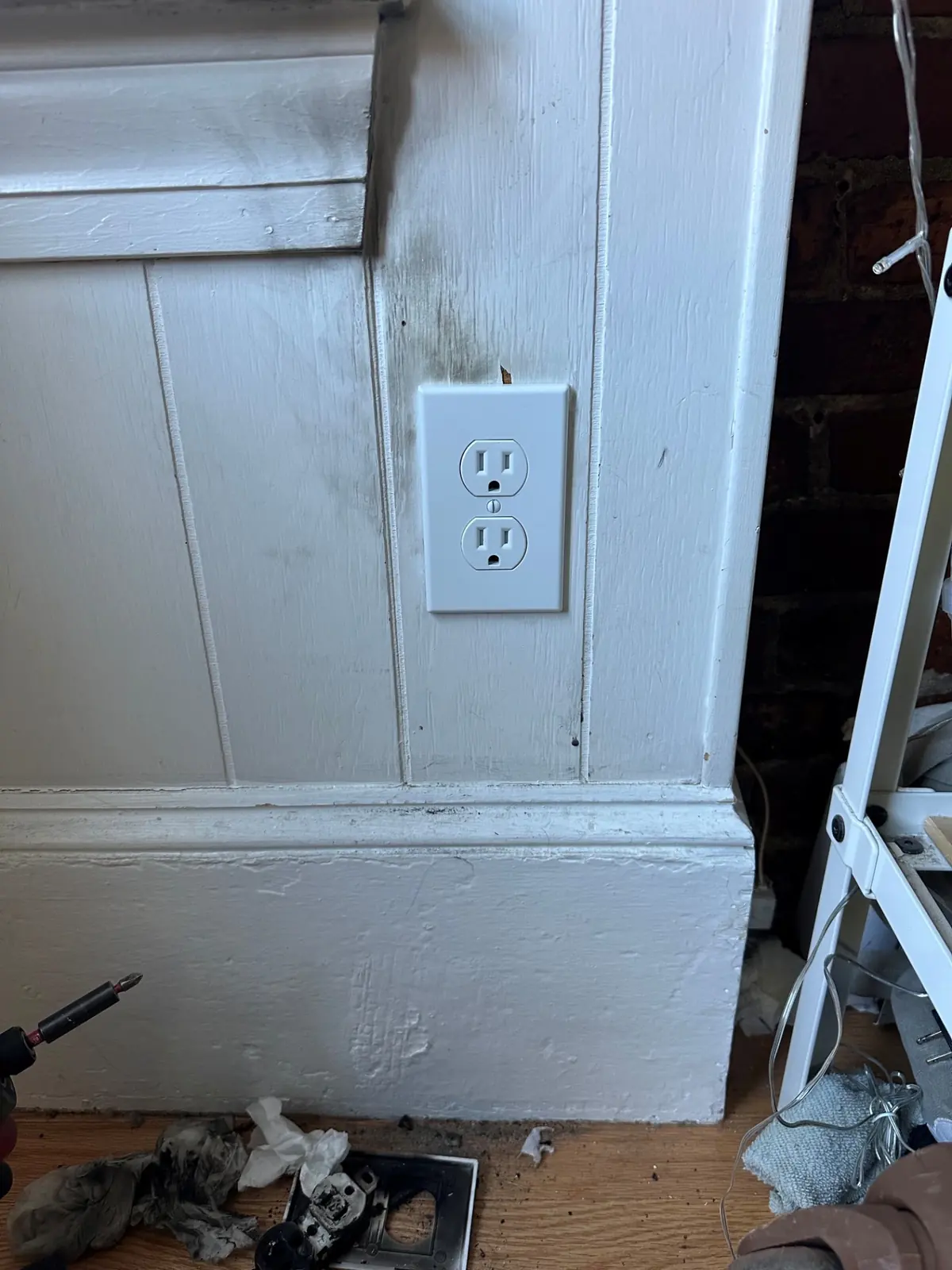 New outlet installed after an outlet fire repair in South Boston, MA