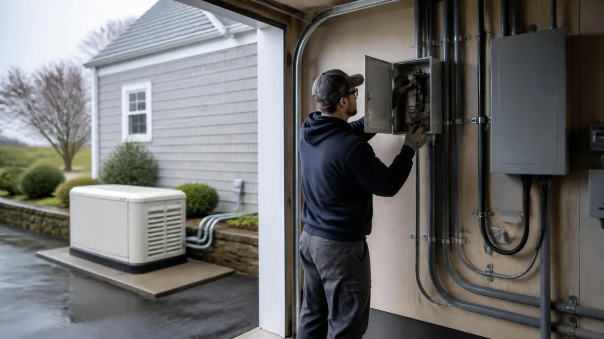 Standby generator installed beside a coastal home