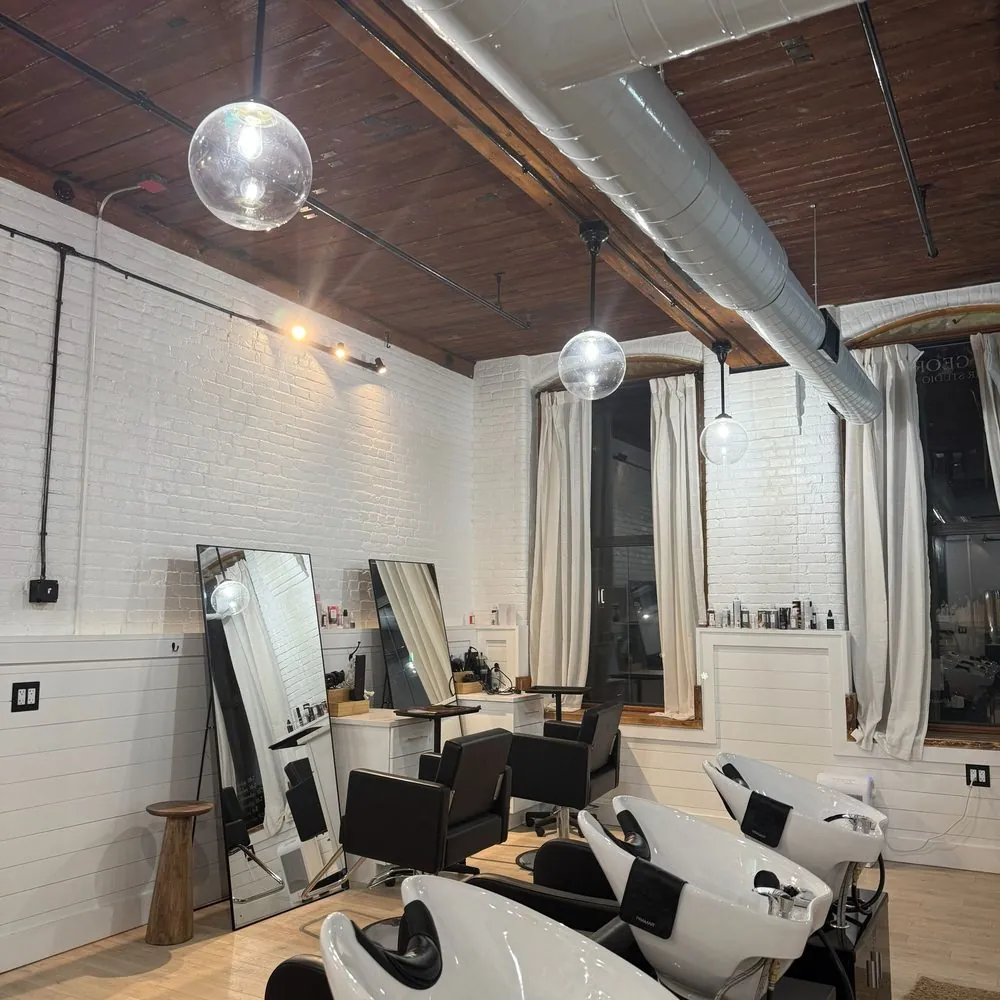 Pendant lighting installed in a salon