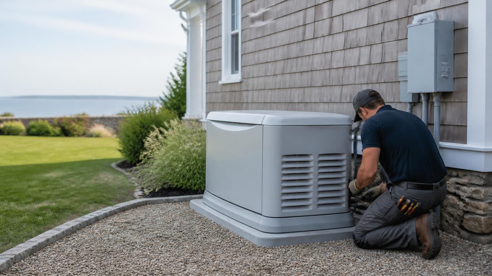A standby generator installed at a Scituate home near the coast